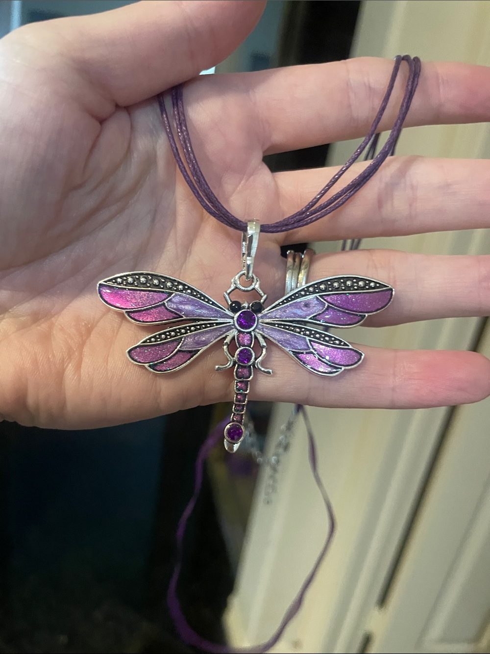 Purple Dragonfly Necklace